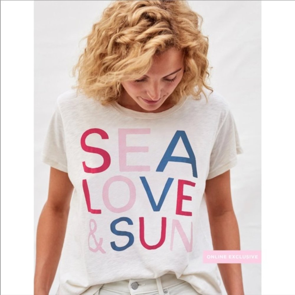 Sundry Scoop Neck sea Love & Sun Print Tee